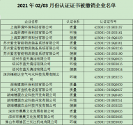 2021年2-3月份認(rèn)證證書(shū)被撤銷(xiāo)企業(yè)名單